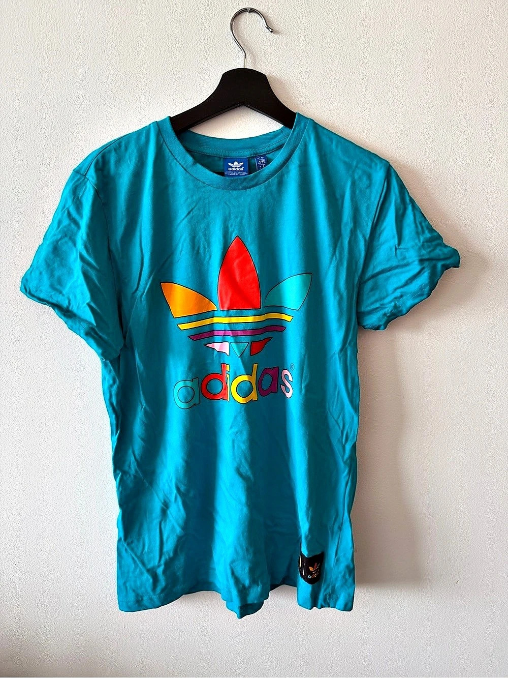 adidas Adicolor Multicolor Trefoil Logo T-Shirt – Blue – Size L